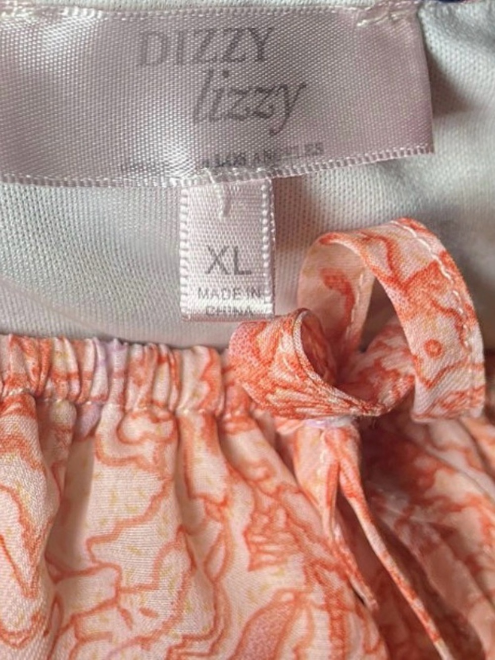 Dizzy Lizzy Coral Orange Paisley Handkerchief Hem Cottagecore Boho Midi Dress XL - Picture 4 of 16